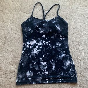 Lululemon Power Y Tank (Luon) - Dusk Dye White Black Size 8